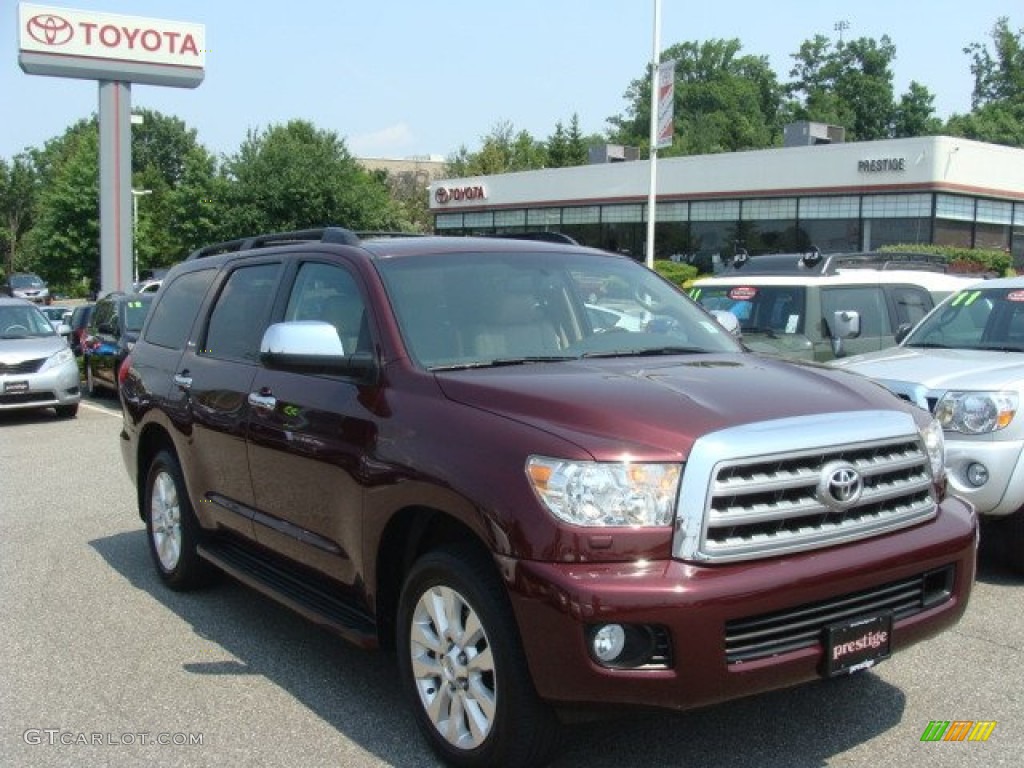 2010 Sequoia Platinum 4WD - Cassis Red Pearl / Sand Beige photo #1