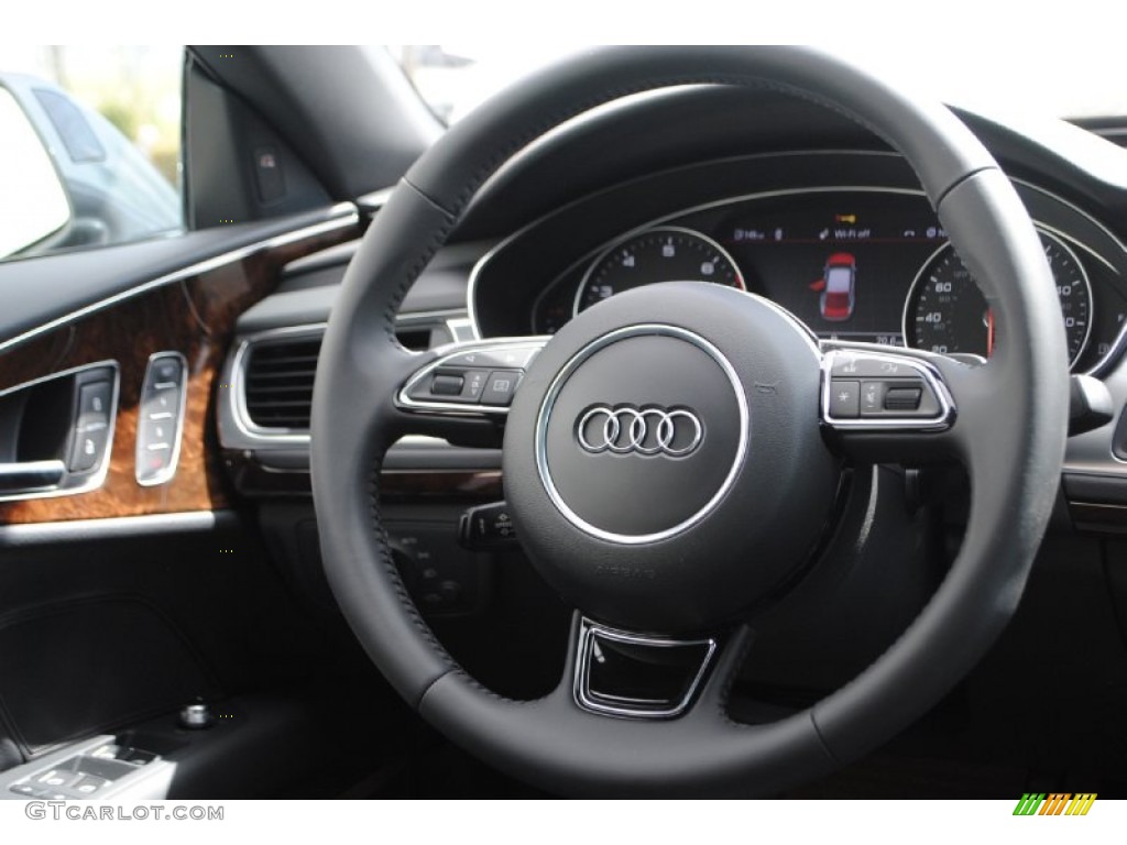 2013 Audi A7 3.0T quattro Prestige Black Steering Wheel Photo #82684264