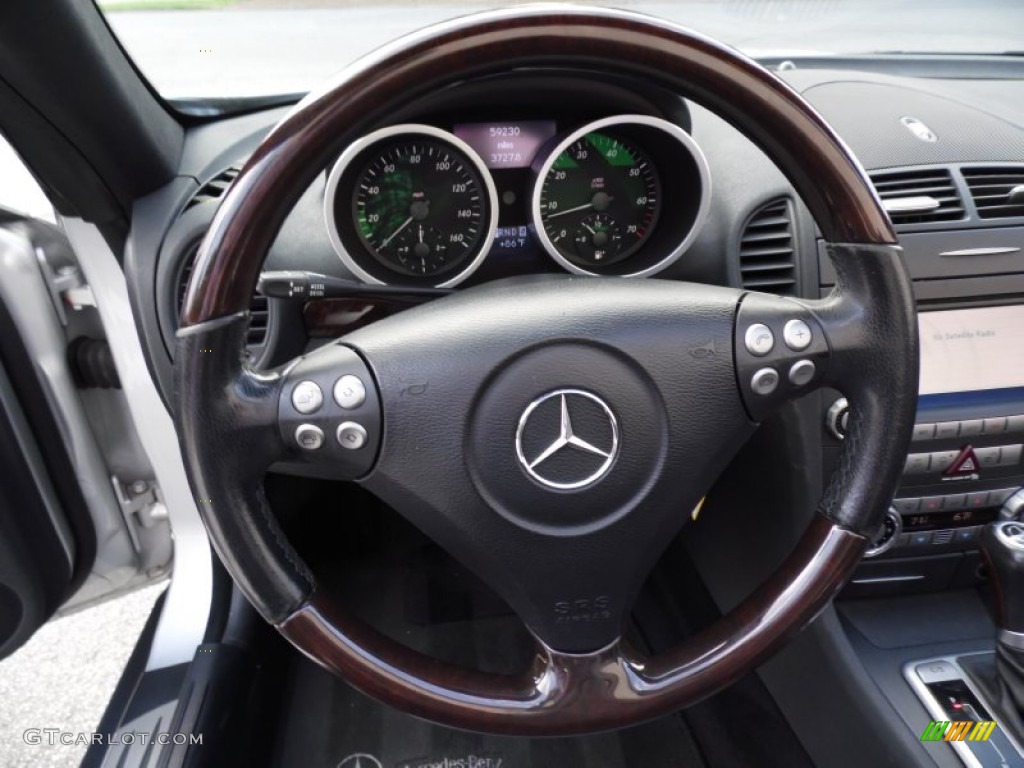 2005 Mercedes-Benz SLK 350 Roadster Black Steering Wheel Photo #82684612