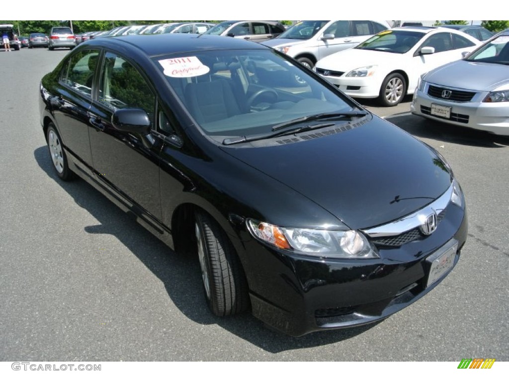 Crystal Black Pearl 2011 Honda Civic LX Sedan Exterior Photo #82684892