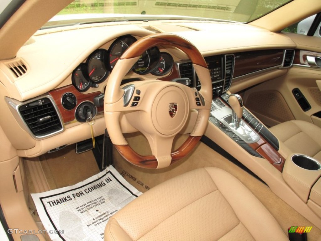 2011 Porsche Panamera 4 Luxor Beige Steering Wheel Photo #82685035