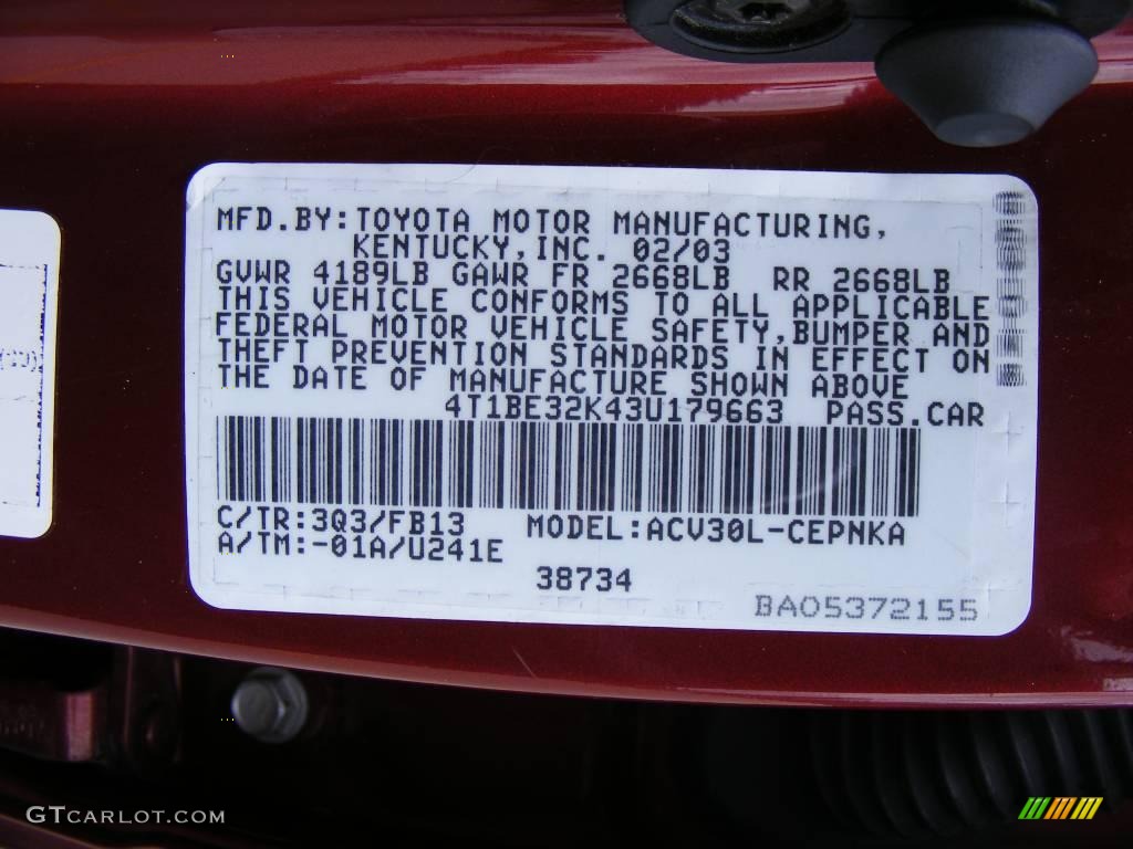2003 Camry LE - Salsa Red Pearl / Stone photo #51