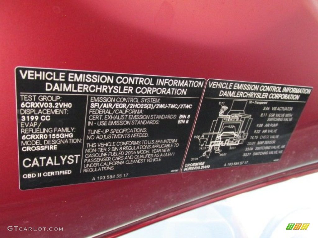 2006 Chrysler Crossfire Limited Coupe Info Tag Photo #82689562