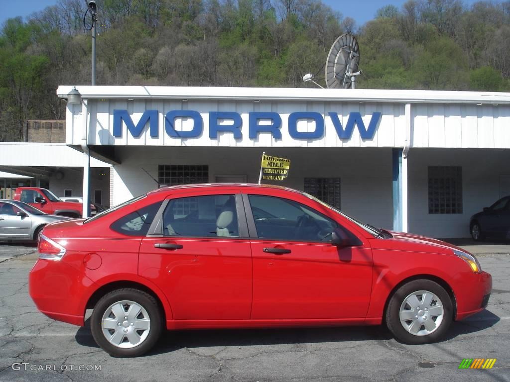 2008 Focus S Sedan - Vermillion Red / Medium Stone photo #1