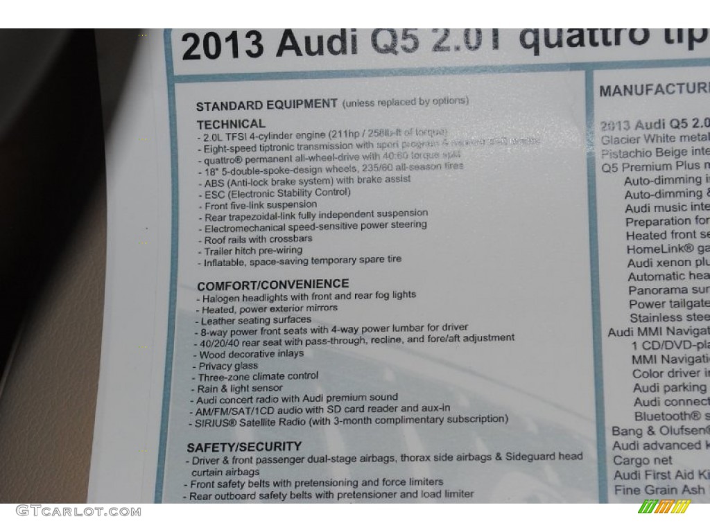 2013 Q5 2.0 TFSI quattro - Glacier White Metallic / Pistachio Beige photo #40