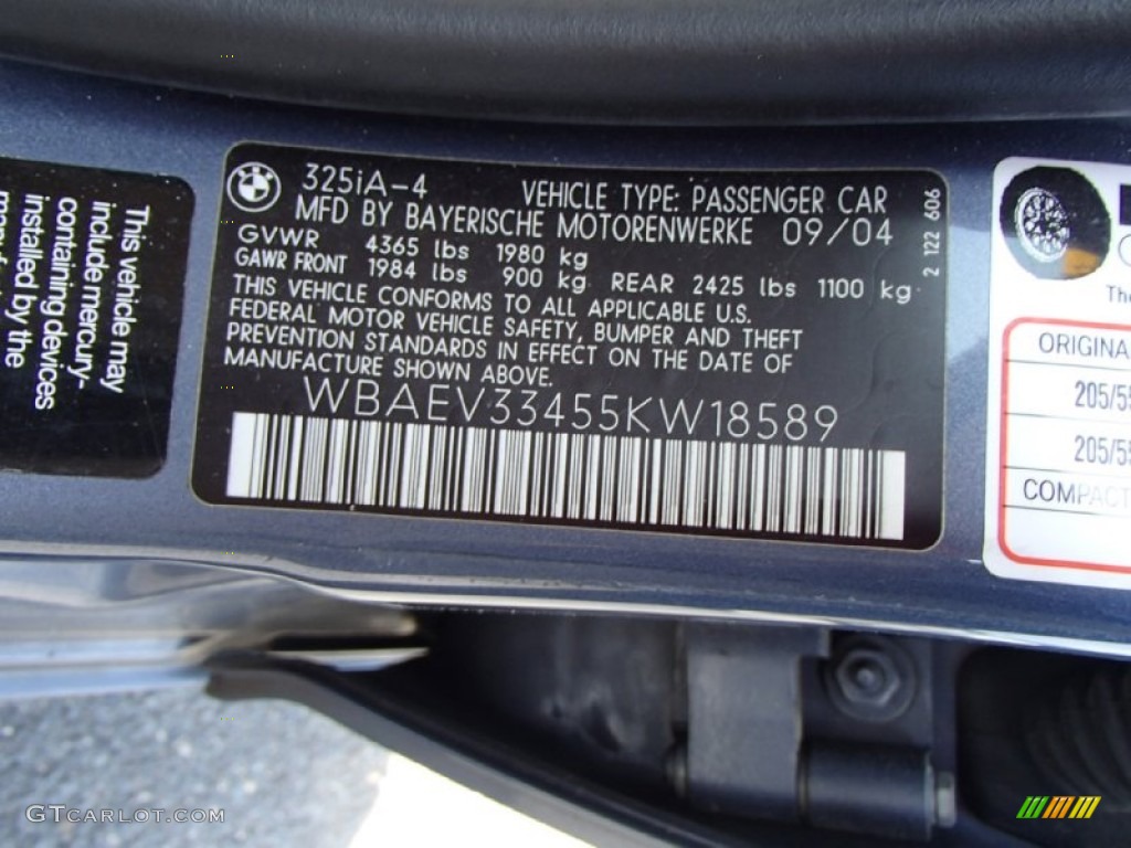 2005 BMW 3 Series 325i Sedan Info Tag Photo #82698948