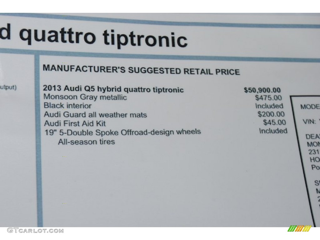 2013 Audi Q5 2.0 TFSI hybrid quattro Window Sticker Photos