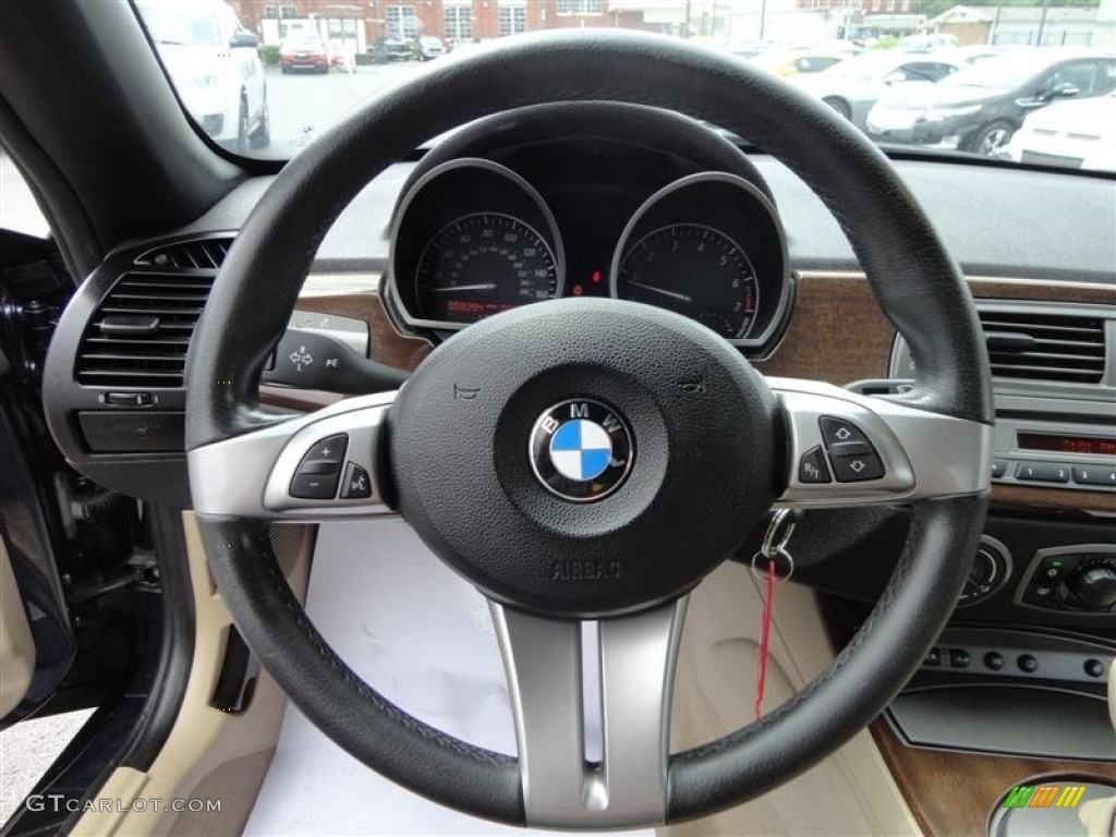 2004 BMW Z4 3.0i Roadster Beige Steering Wheel Photo #82704331