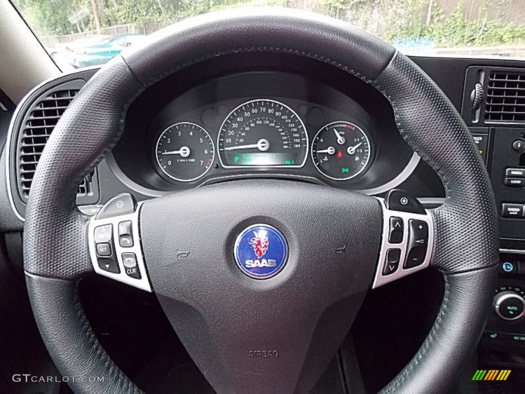 2011 Saab 9-3 Aero Sport Sedan XWD Black Steering Wheel Photo #82705017