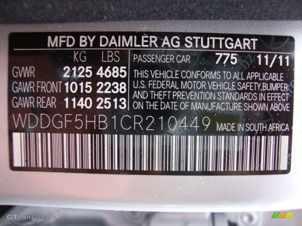 2012 C Color Code 775 for Iridium Silver Metallic Photo #82705693