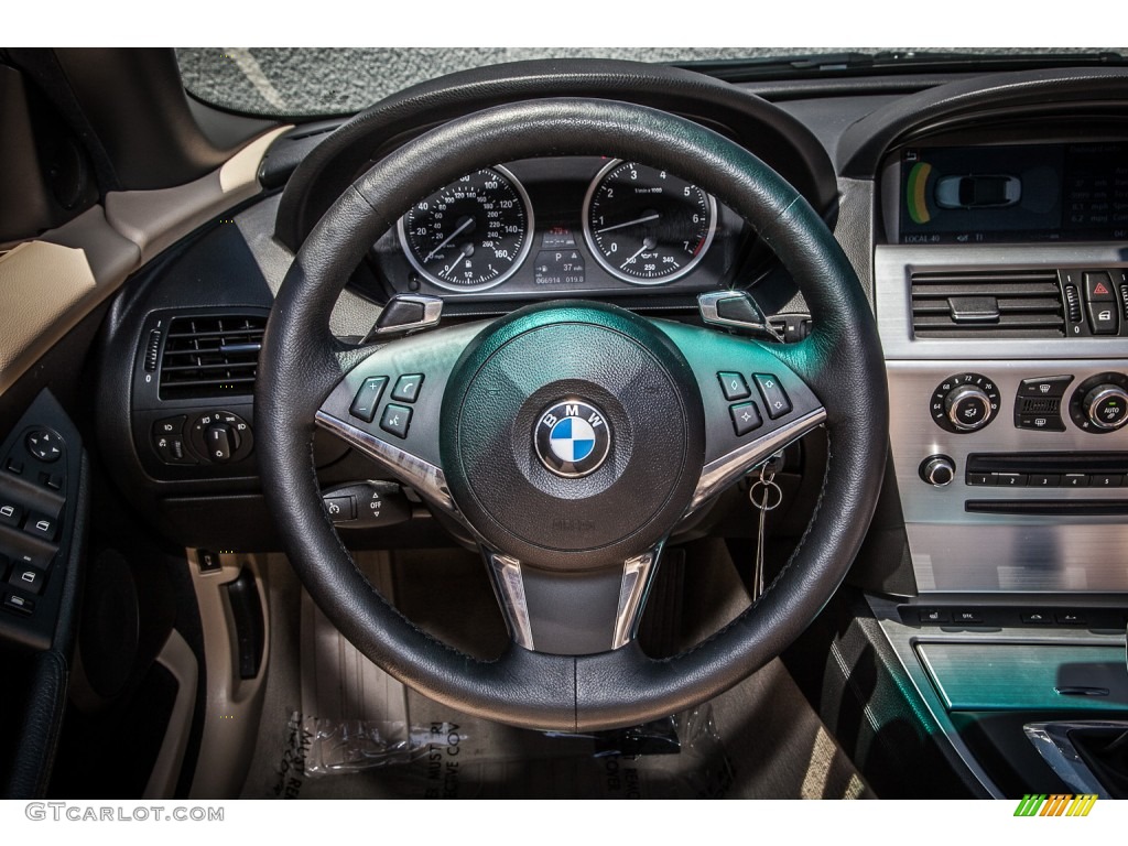 2008 BMW 6 Series 650i Convertible Cream Beige Steering Wheel Photo #82706703