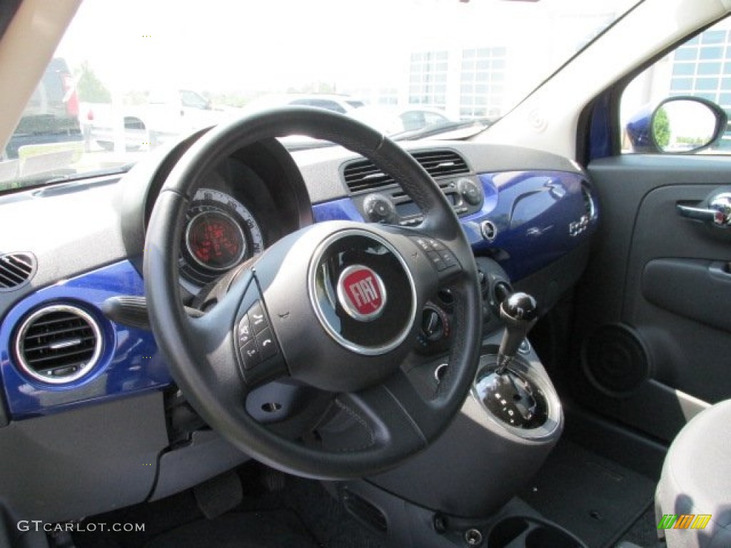 2012 Fiat 500 c cabrio Pop Tessuto Grigio/Nero (Grey/Black) Steering Wheel Photo #82707071