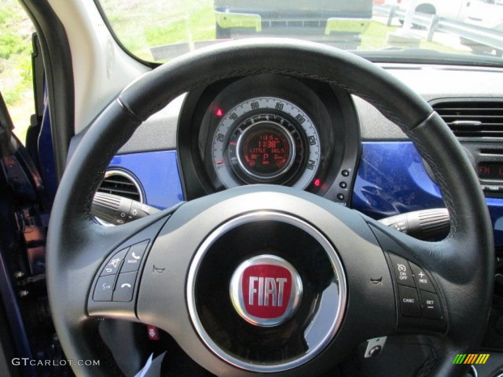 2012 Fiat 500 c cabrio Pop Tessuto Grigio/Nero (Grey/Black) Steering Wheel Photo #82707181