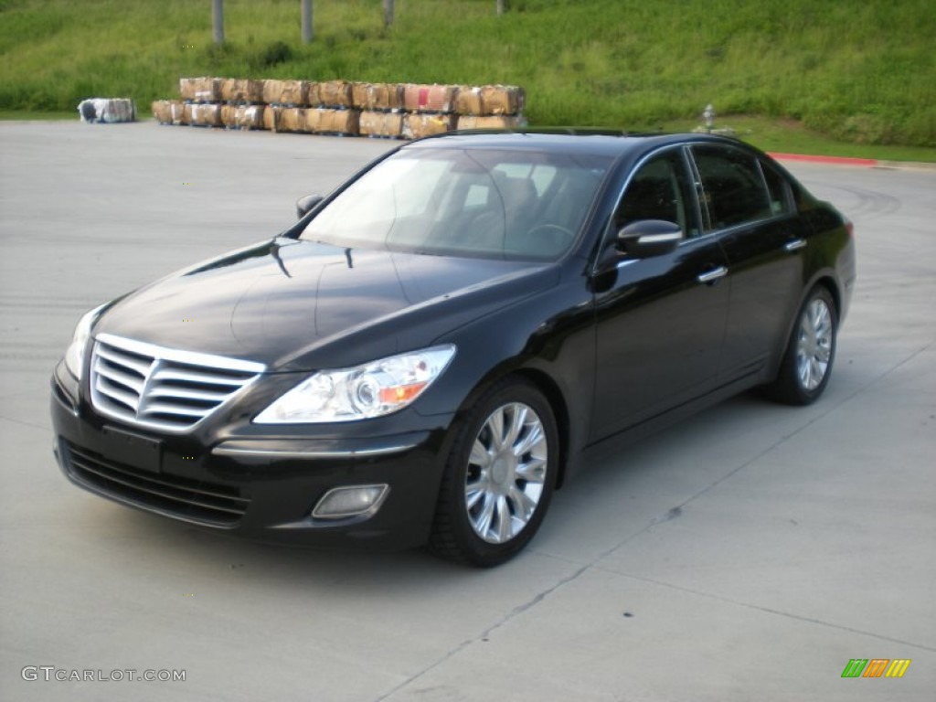 Black Noir Pearl 2009 Hyundai Genesis 3.8 Sedan Exterior Photo #82709233