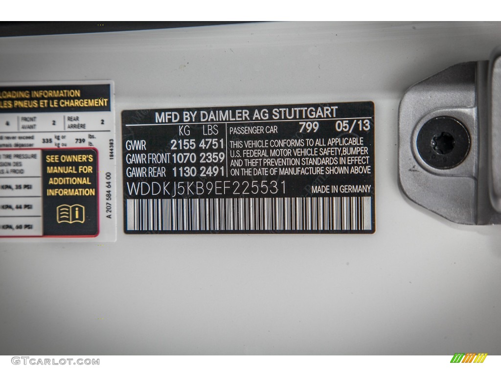 2014 E Color Code 799 for Diamond White Metallic Photo #82709410