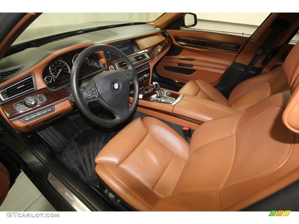 Saddle/Black Nappa Leather Interior 2010 BMW 7 Series 750Li Sedan Photo #82712848