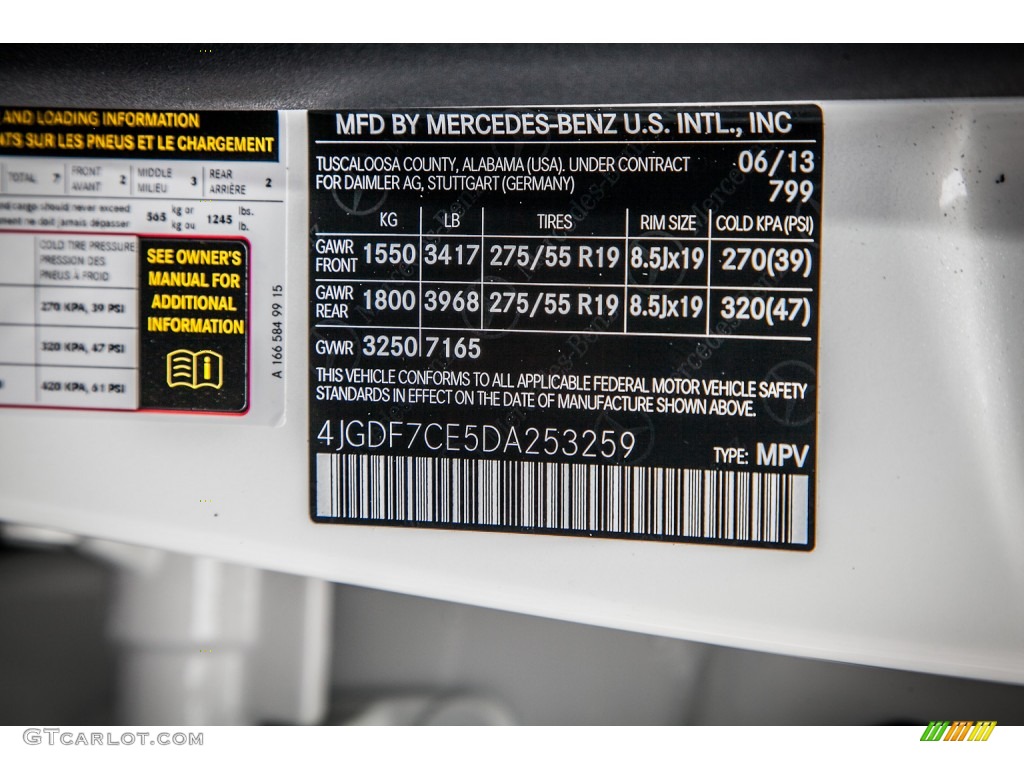 2013 GL Color Code 799 for Diamond White Metallic Photo #82715053