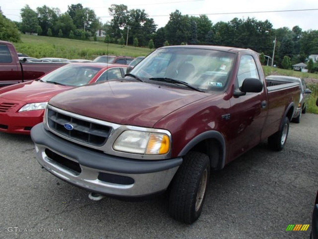 1997 F150 XL Regular Cab 4x4 - Dark Toreador Red Metallic / Medium Graphite photo #3