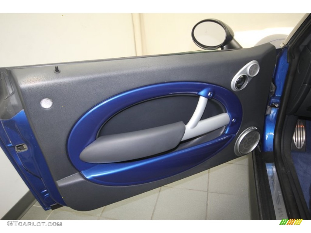 2006 Mini Cooper S Hardtop Lapis Blue/Panther Black Door Panel Photo #82721131