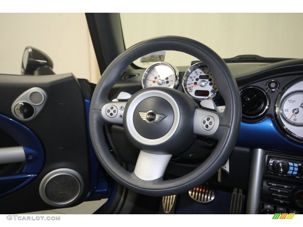 2006 Mini Cooper S Hardtop Lapis Blue/Panther Black Steering Wheel Photo #82721339