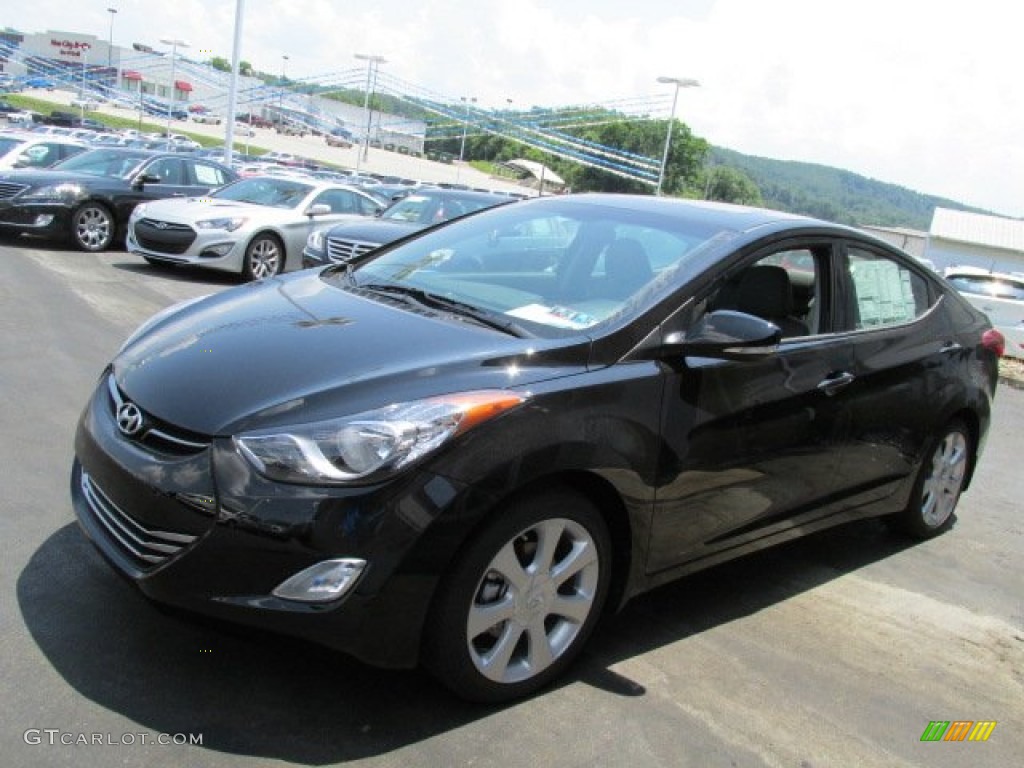 2013 Elantra Limited - Midnight Black / Gray photo #3