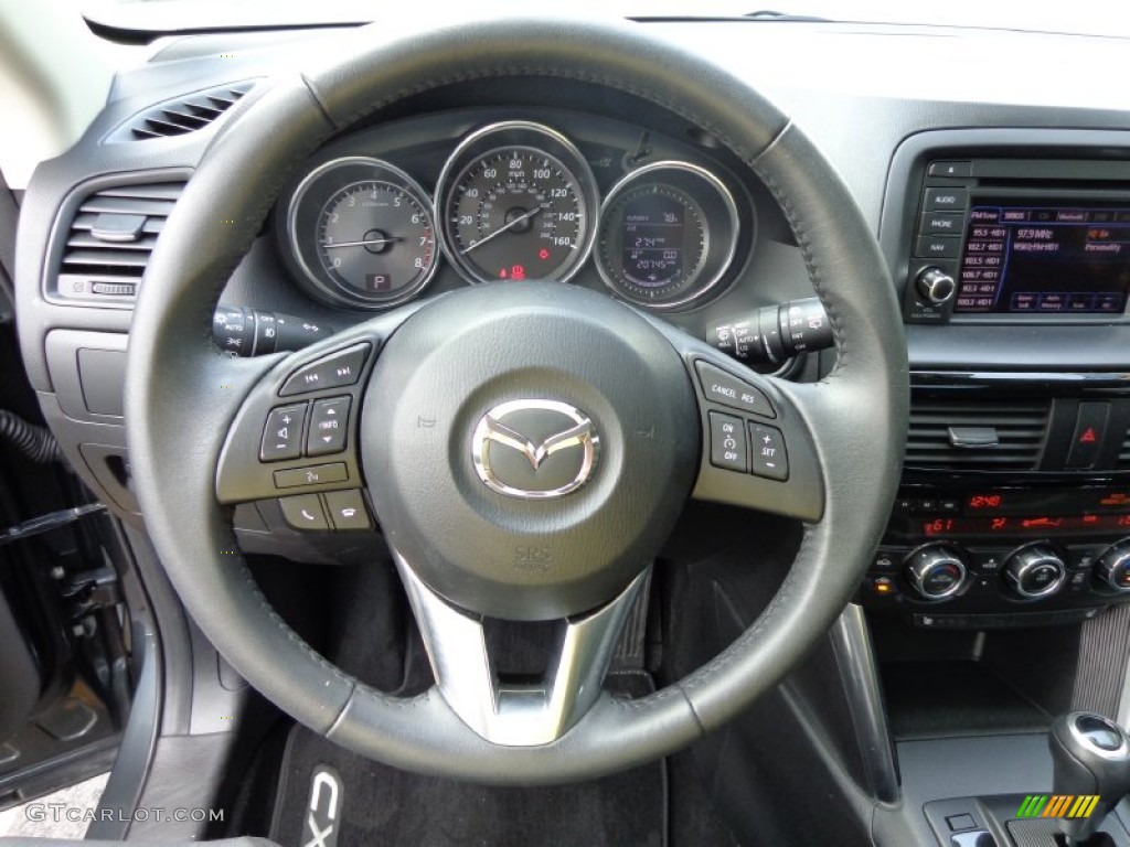 2013 Mazda CX-5 Grand Touring AWD Black Steering Wheel Photo #82729258