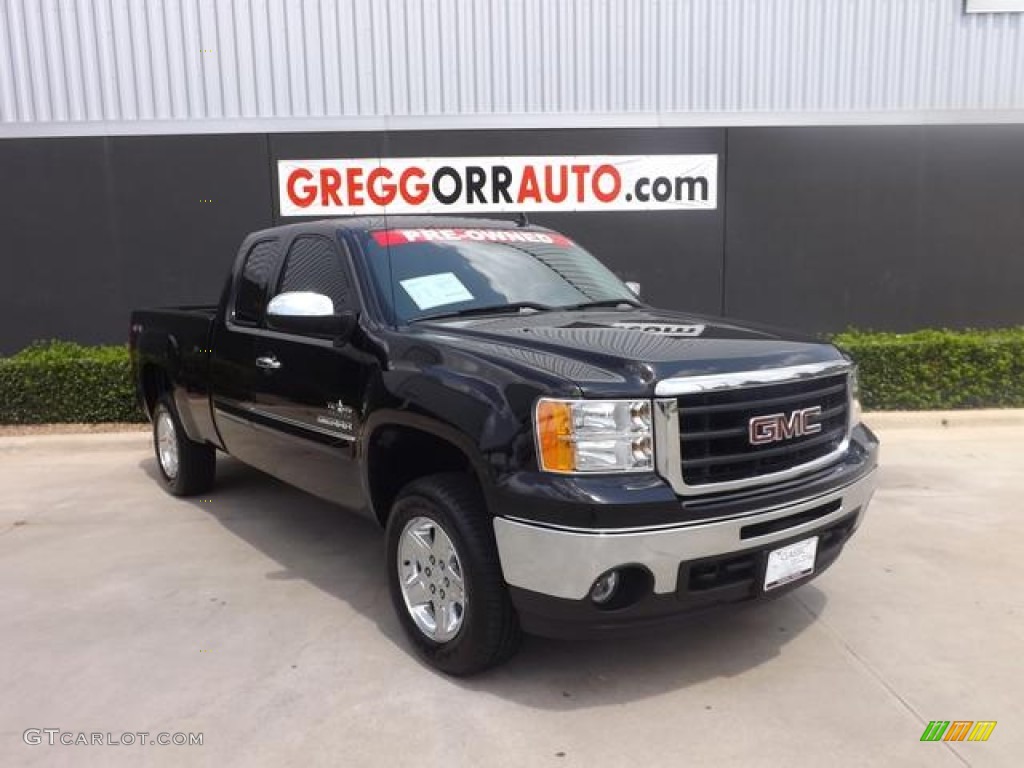 2010 Sierra 1500 SLE Extended Cab 4x4 - Onyx Black / Ebony photo #1