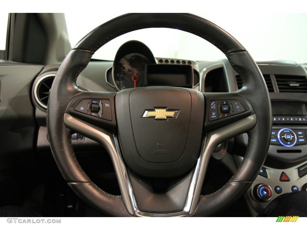 2012 Chevrolet Sonic LTZ Hatch Jet Black/Dark Titanium Steering Wheel Photo #82730179