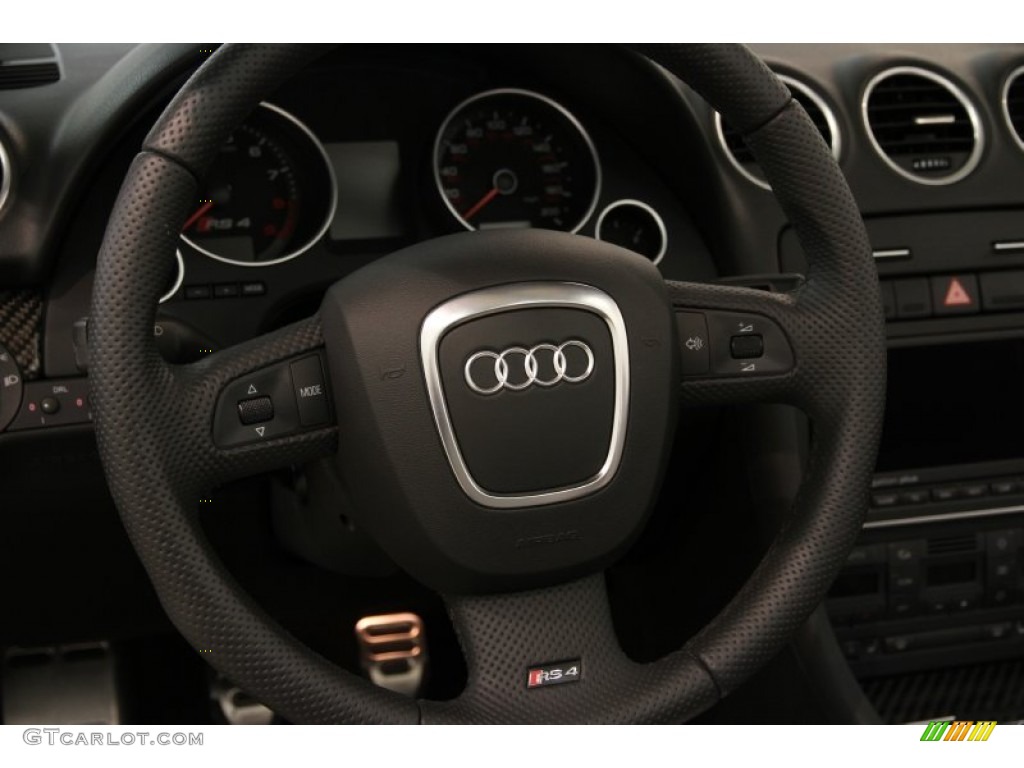 2008 Audi RS4 4.2 quattro Convertible Silver Steering Wheel Photo #82730605