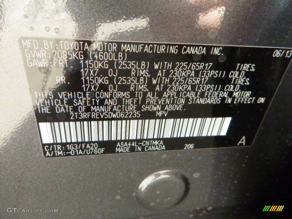 2013 RAV4 XLE AWD - Magnetic Gray Metallic / Black photo #19