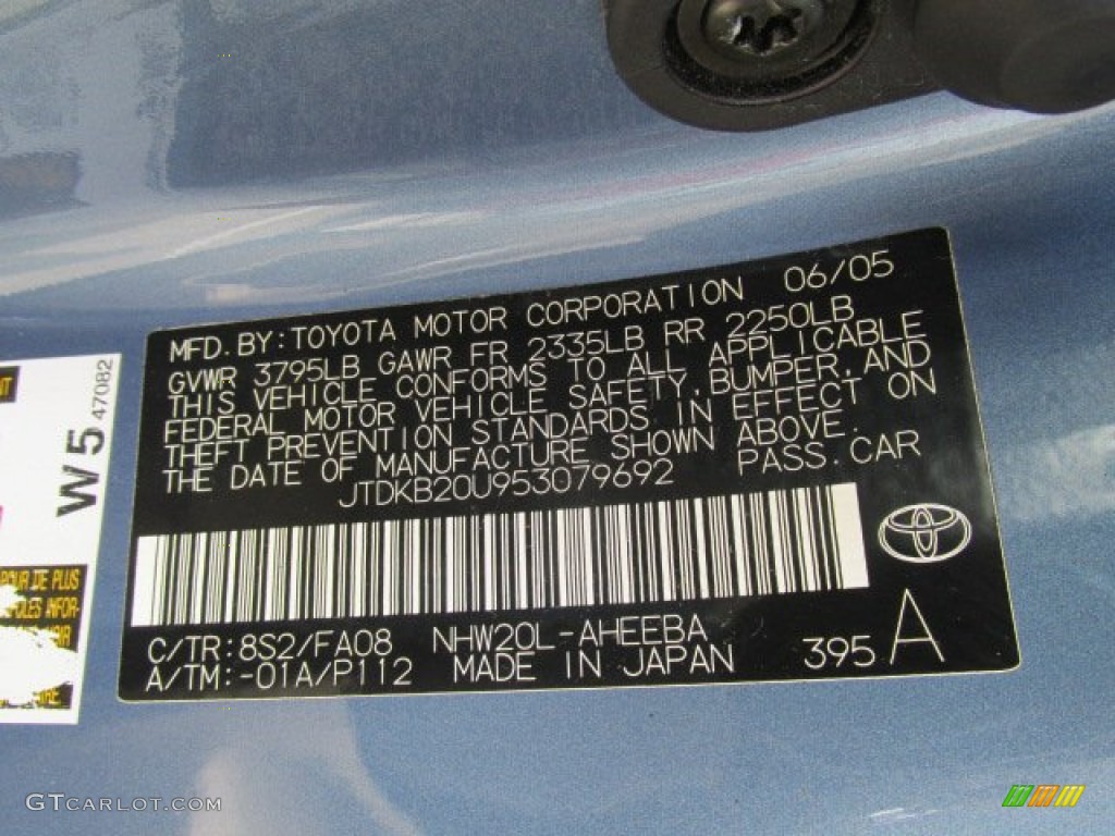 2005 Prius Color Code 8S2 for Seaside Blue Pearl Photo #82736029