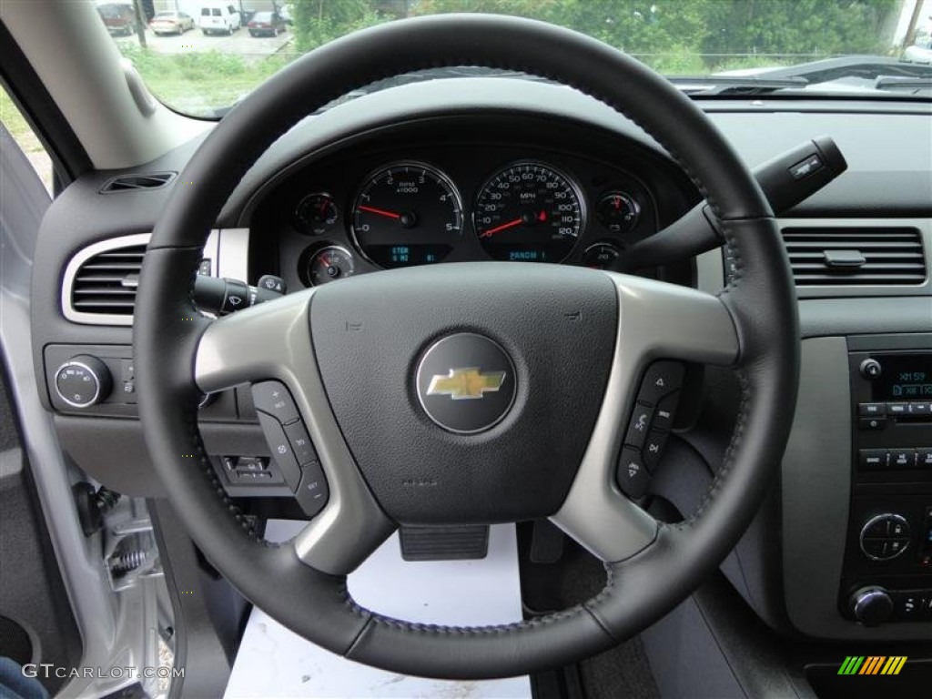 2013 Chevrolet Silverado 2500HD LTZ Crew Cab 4x4 Ebony Steering Wheel Photo #82748038