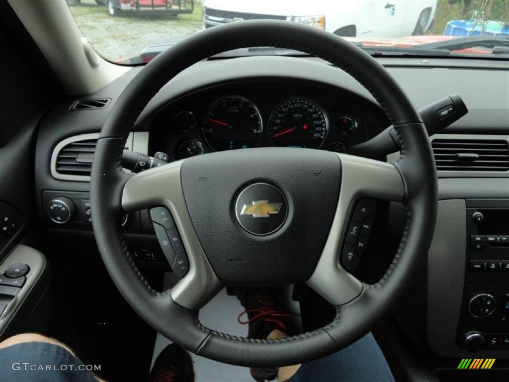 2013 Chevrolet Silverado 2500HD LTZ Crew Cab 4x4 Ebony Steering Wheel Photo #82748342