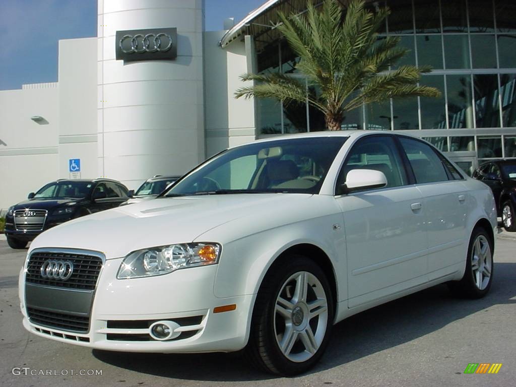 2007 A4 2.0T Sedan - Ibis White / Beige photo #1