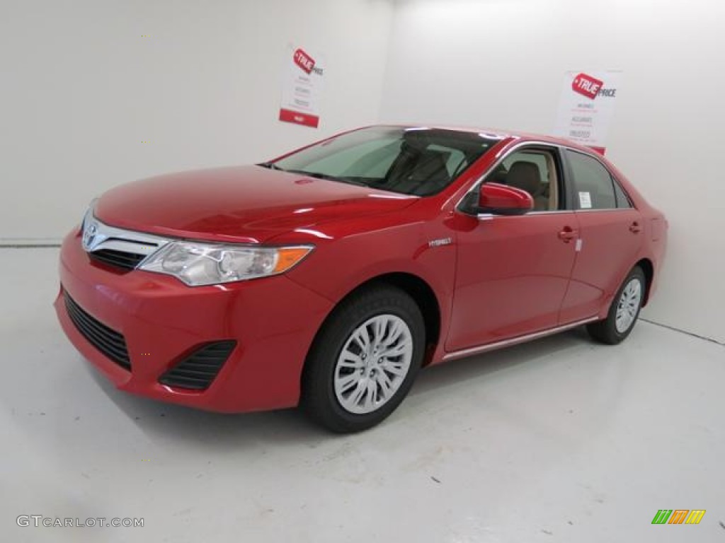 2013 Camry Hybrid LE - Barcelona Red Metallic / Ivory photo #3
