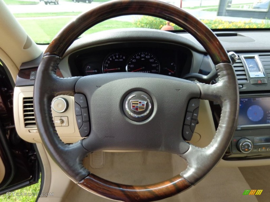 2008 Cadillac DTS Luxury Cashmere/Cocoa Steering Wheel Photo #82752725