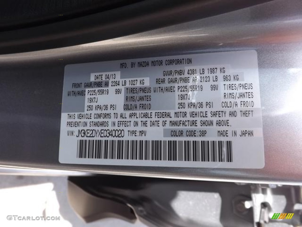 2014 CX-5 Color Code 38P for Liquid Silver Metallic Photo #82752799