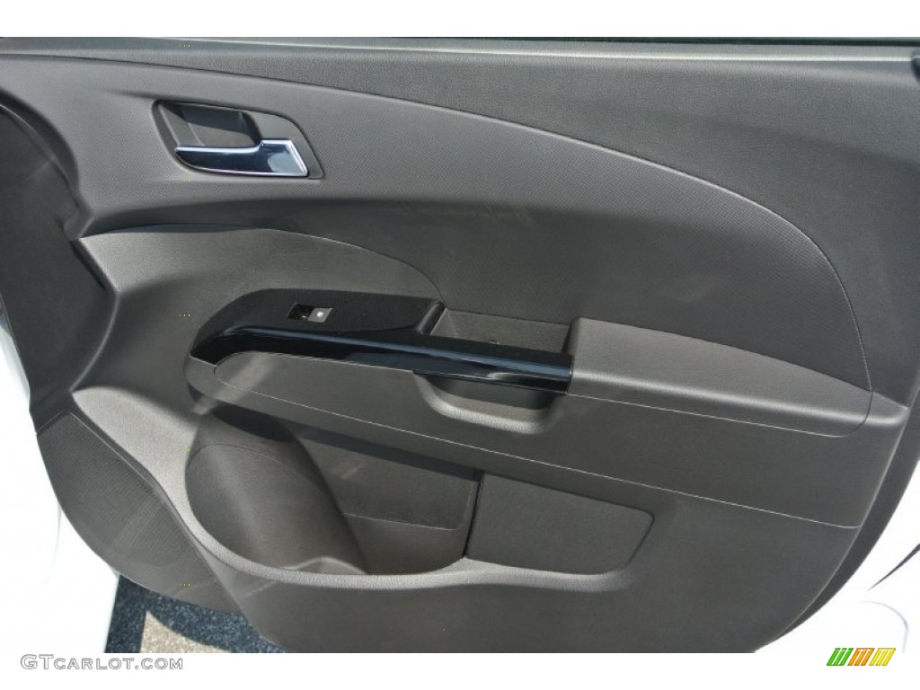 2013 Chevrolet Sonic RS Hatch RS Jet Black Leather/Microfiber Door Panel Photo #82758275