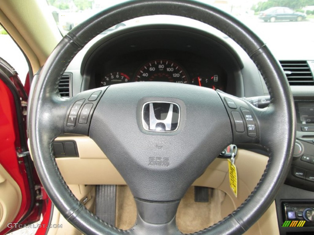 2005 Honda Accord EX-L Coupe Ivory Steering Wheel Photo #82758971