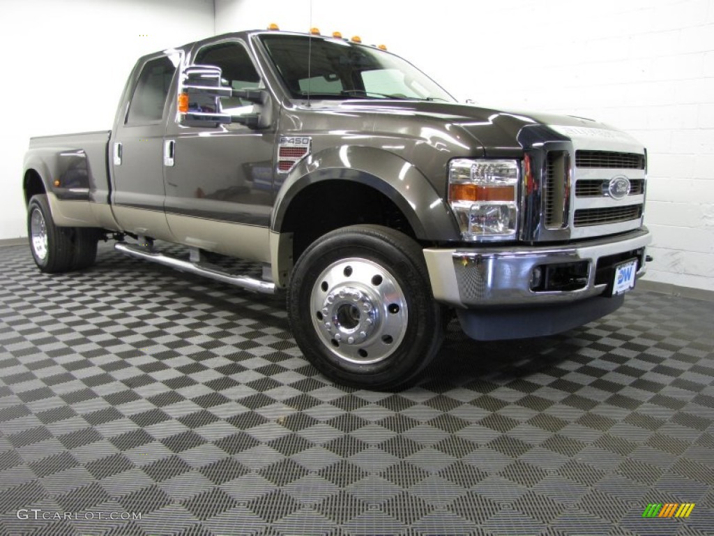 2008 F450 Super Duty Lariat Crew Cab 4x4 Dually - Dark Stone Brown Metallic / Tan photo #1