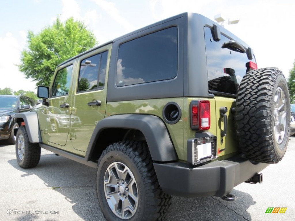 2013 Wrangler Unlimited Rubicon 4x4 - Commando Green / Black/Dark Saddle photo #2