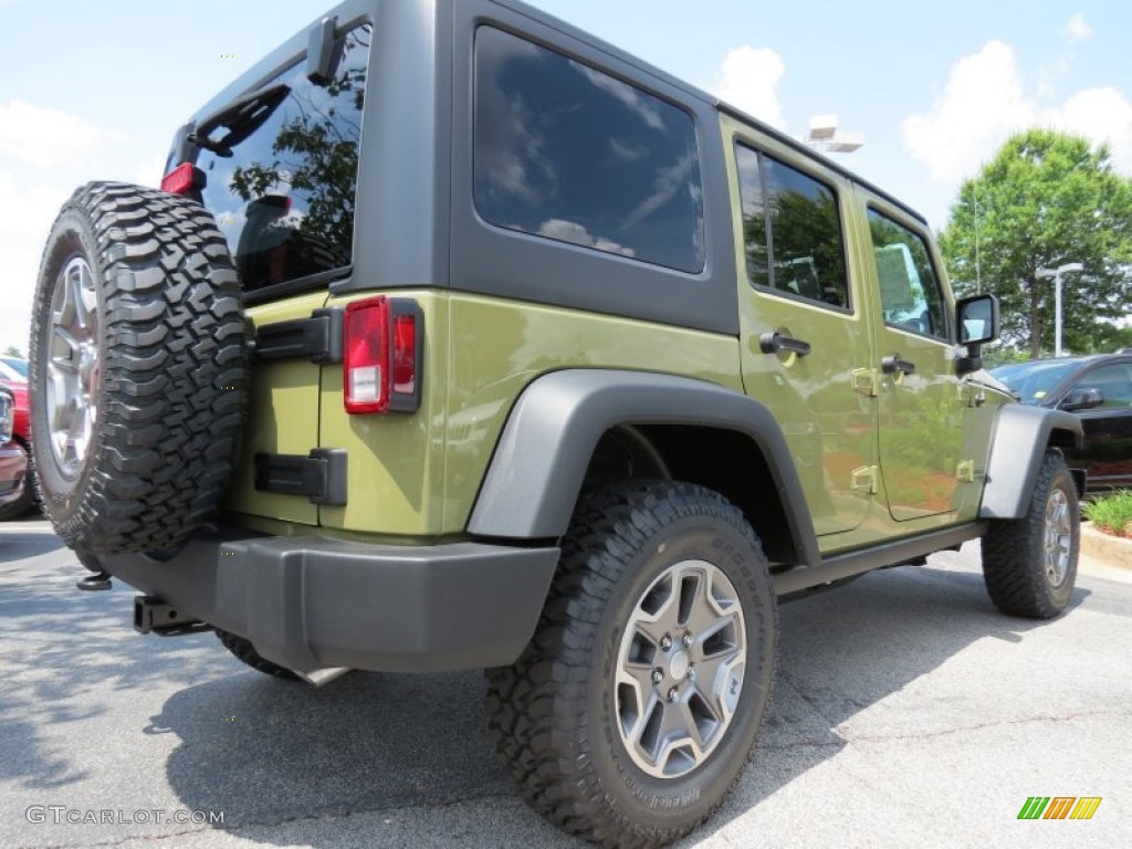 2013 Wrangler Unlimited Rubicon 4x4 - Commando Green / Black/Dark Saddle photo #3