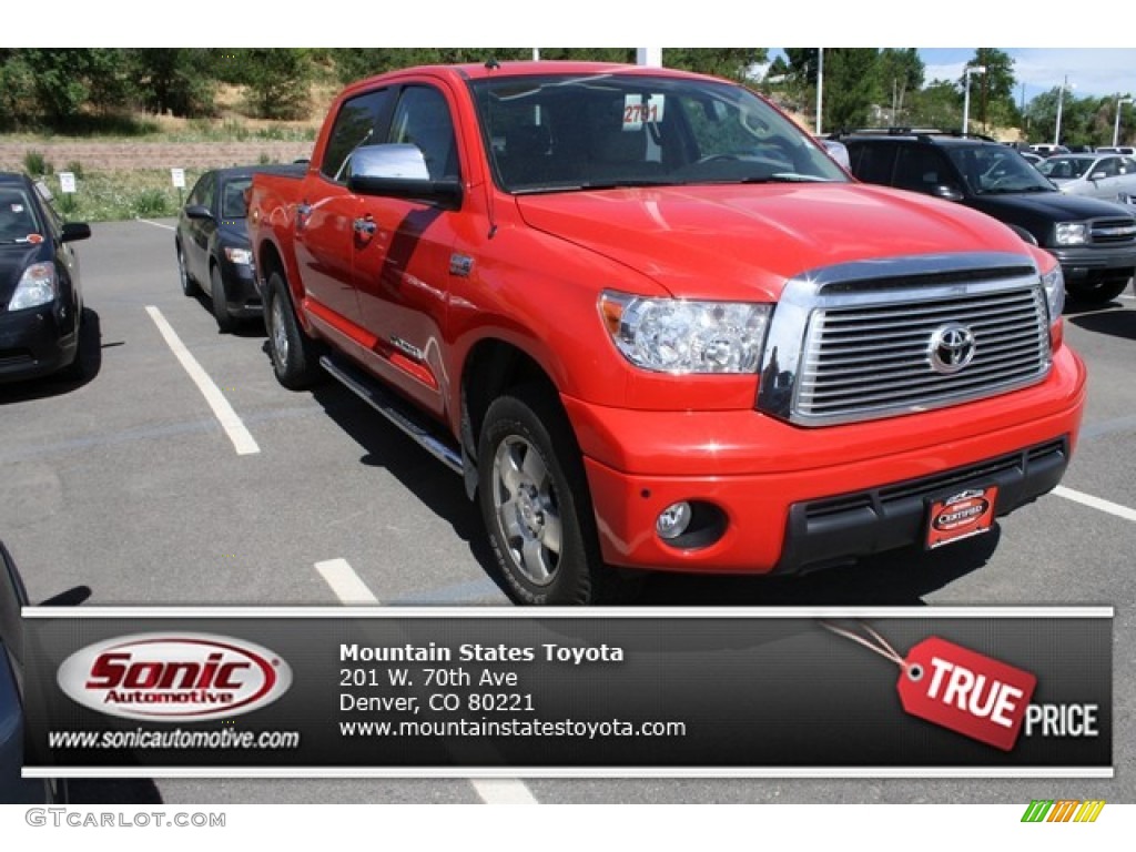 2010 Tundra Limited CrewMax 4x4 - Radiant Red / Sand Beige photo #1