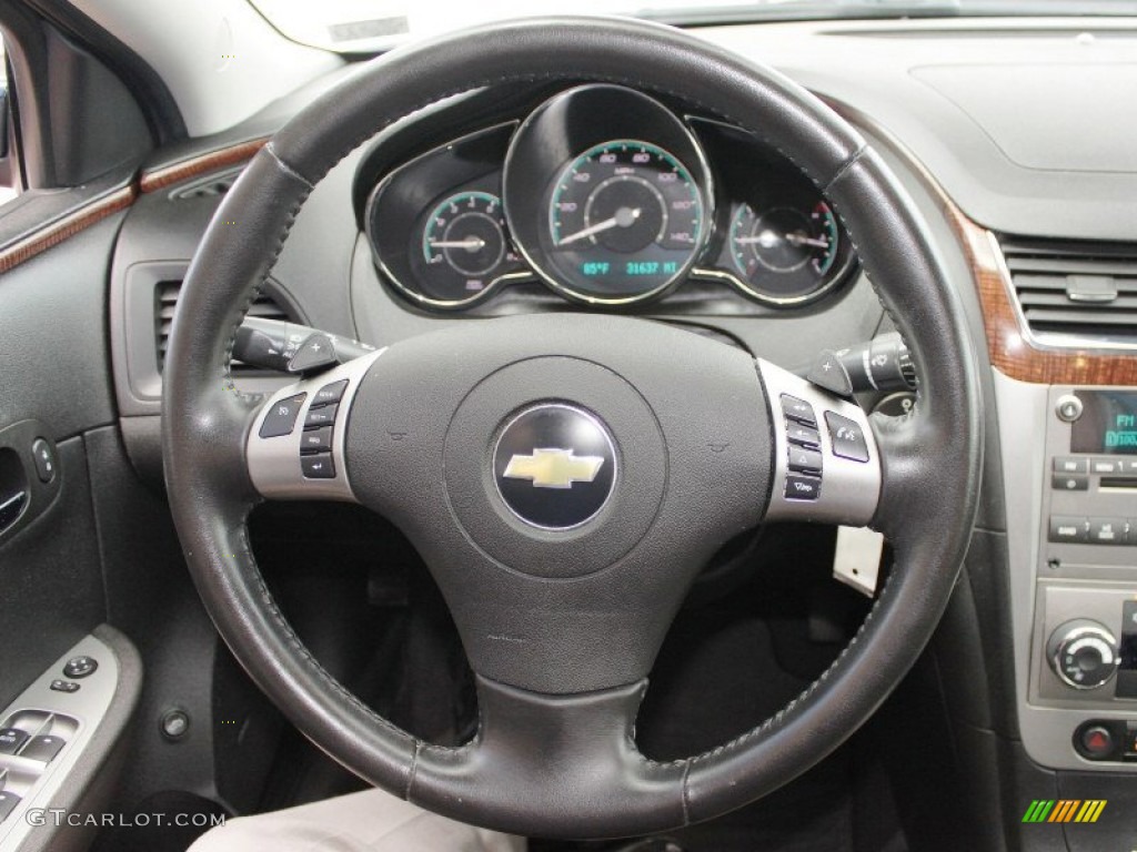 2010 Chevrolet Malibu LTZ Sedan Ebony Steering Wheel Photo #82772721
