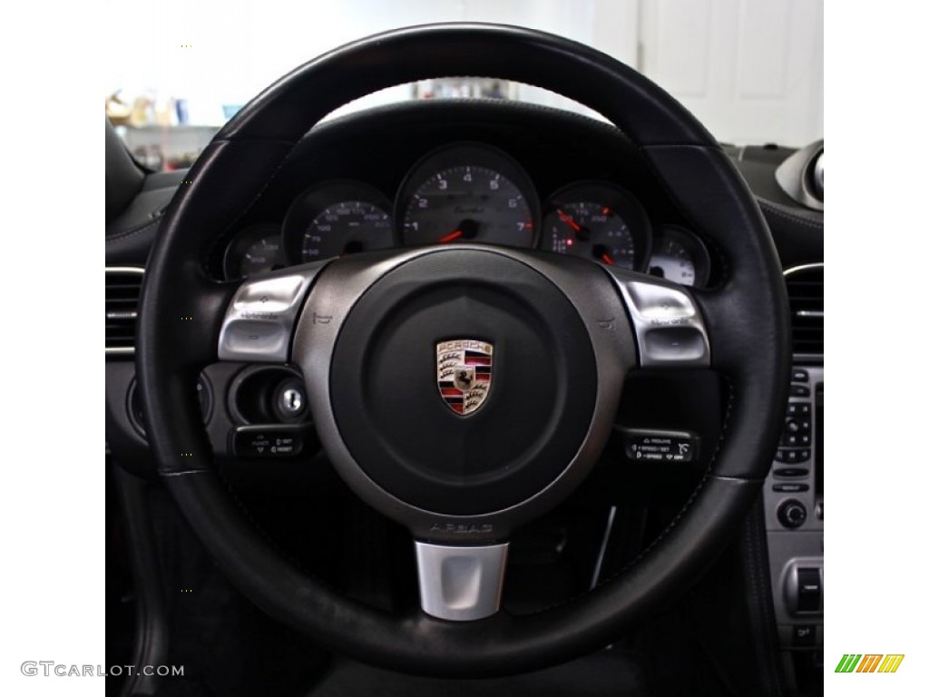 2007 Porsche 911 Turbo Coupe Black Steering Wheel Photo #82777194