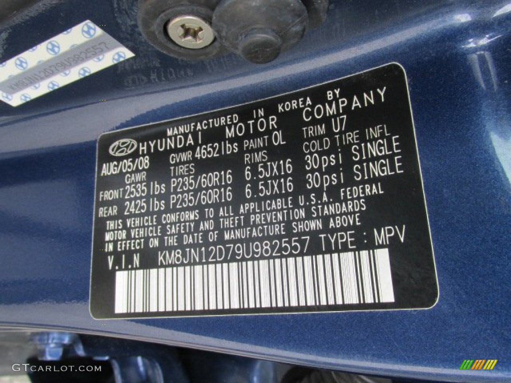 2009 Tucson Color Code 0L for Nautical Blue Photo #82777764