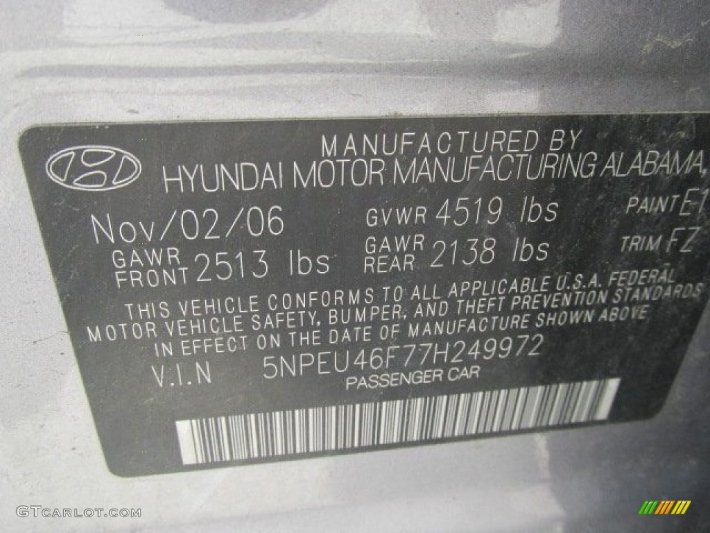 2007 Sonata Limited V6 - Steel Gray / Gray photo #19