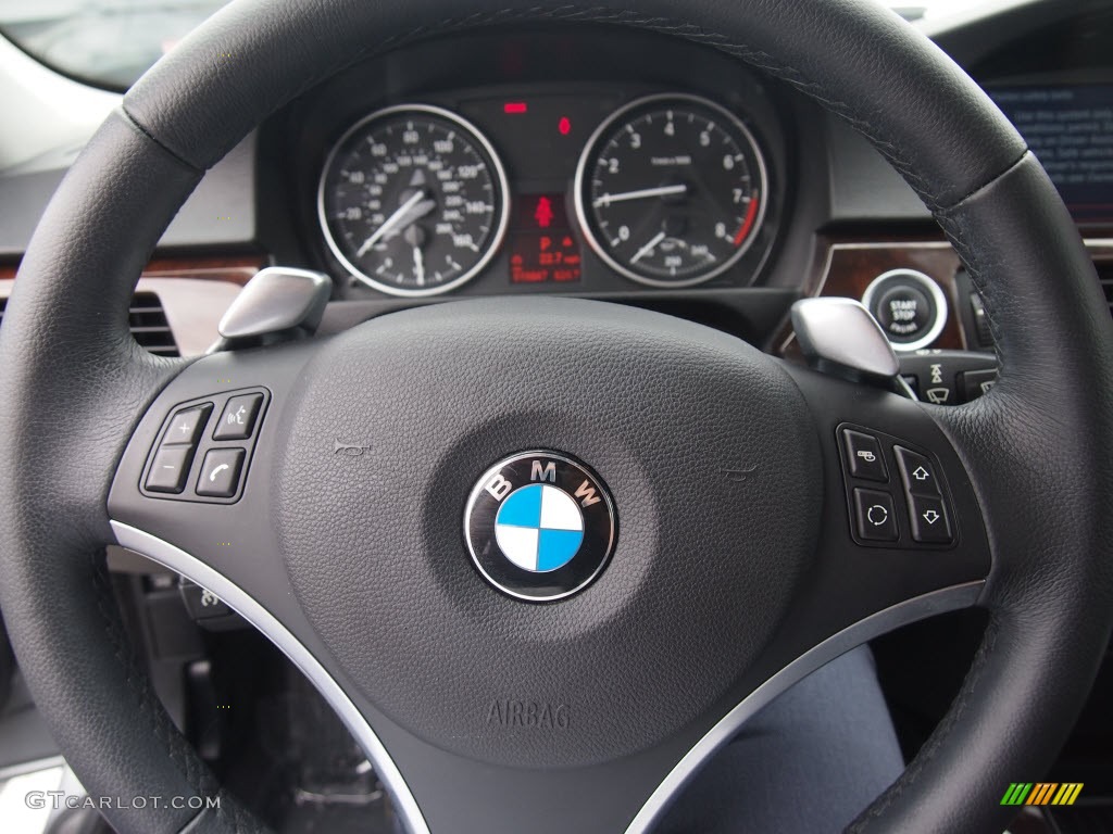 2010 BMW 3 Series 335i Sedan Black Steering Wheel Photo #82782292