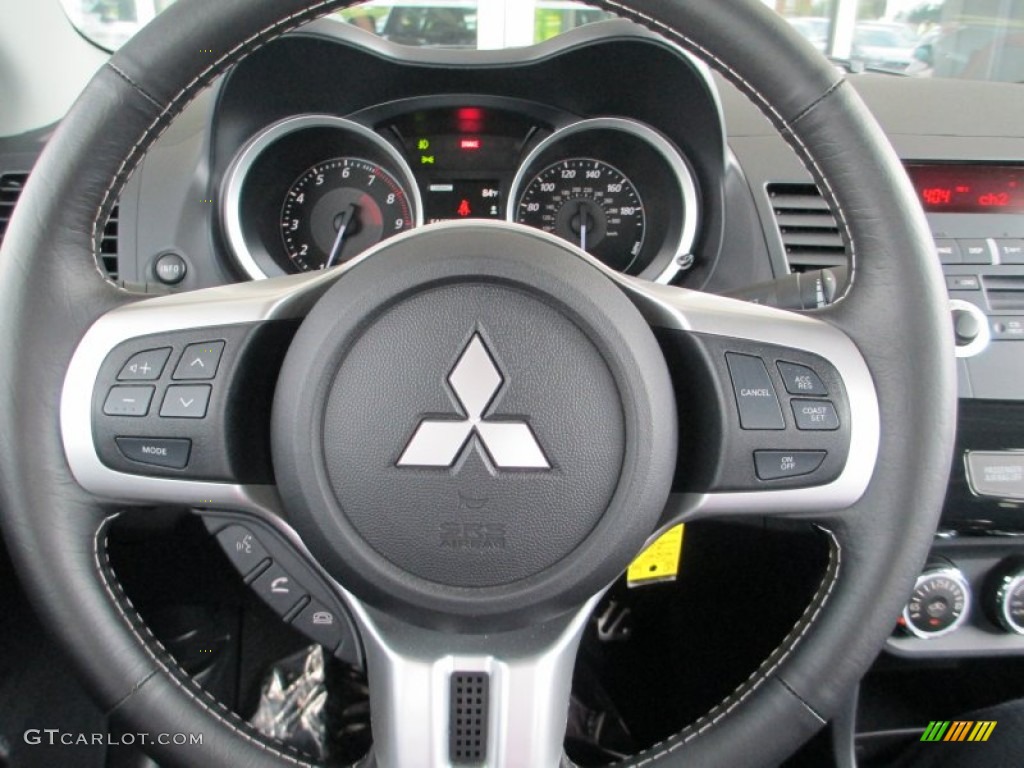 2013 Mitsubishi Lancer Evolution GSR Black Steering Wheel Photo #82783087