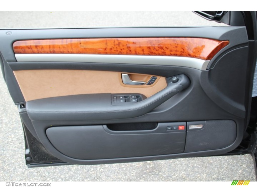 2007 Audi A8 L 4.2 quattro Black/Amaretto Door Panel Photo #82783236